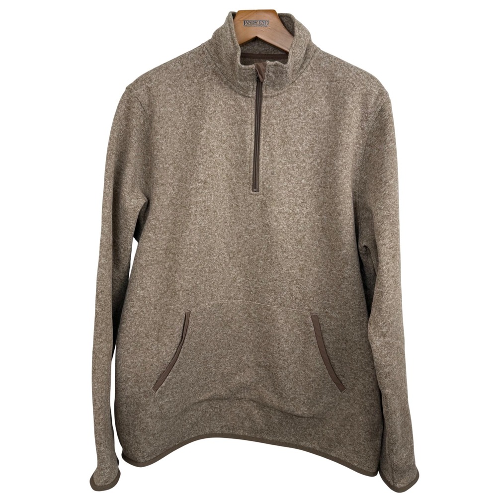 J.Crew Mercantile Men's XL Quarter-Zip‎ Fleece Pullover Sweater Tan Brown Casual